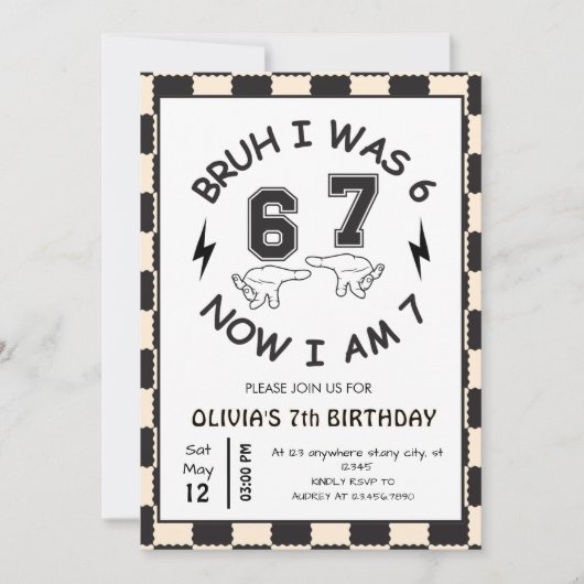 6 7 Meme 7th Birthday Rtro Kaart (Voorkant)