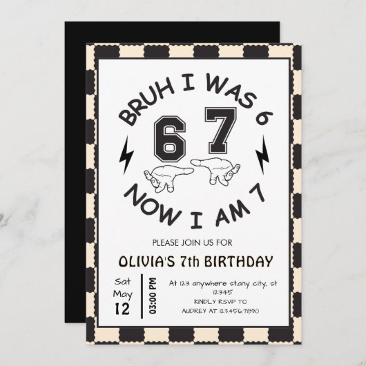 6 7 Meme 7th Birthday Rtro Kaart (Voorkant / Achterkant)