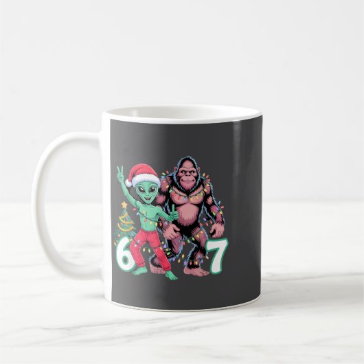 6 7 Meme Christmas Alien Sasquatch Six Seven Fun  Koffiemok (Links)