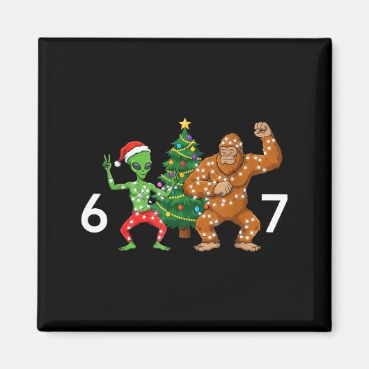 6 7 Meme Christmas Alien Sasquatch Six Seven Fun  Magneet (Voorkant)
