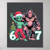 6 7 Meme Christmas Alien Sasquatch Six Seven Fun  Poster (Voorkant)