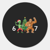 6 7 Meme Christmas Alien Sasquatch Six Seven Fun Ronde Sticker (Voorkant)