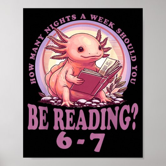 6 7 Meme Englieacher Funny 67 Reading Axolotl  Poster (Voorkant)
