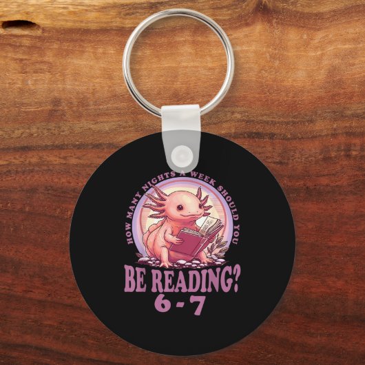 6 7 Meme Englieacher Funny 67 Reading Axolotl Sleutelhanger (Voorkant)