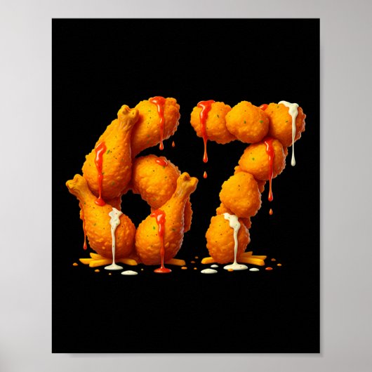6 7 Meme Fried Chicken 67 Pyjama Kinderen Zes Zeve Poster (Voorkant)