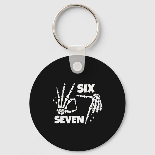 6 7 Meme Funny Skeleton Hands Halloween Couples Si Sleutelhanger (Voorkant)