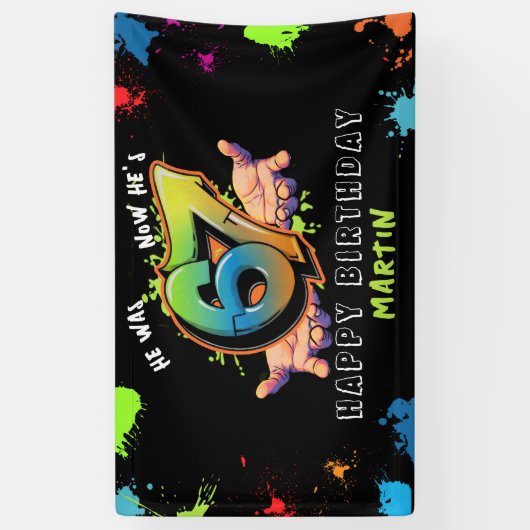 6 7 Meme Graffiti Six Seven Birthday Banner (Verticaal)