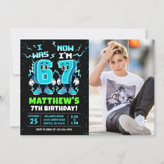 6 7 Meme Graffiti Six Seven Birthday Photo Kaart (Voorkant)
