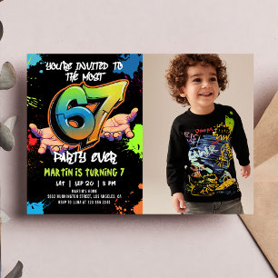 6 7 Meme Graffiti Zes Zeven Verjaardagsfoto Kaart
