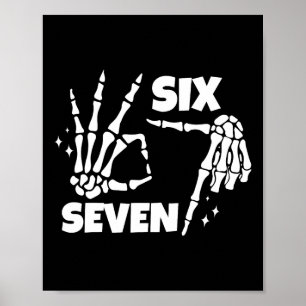 6 7 Meme Grappige Skelet Handen Halloween Koppels Poster