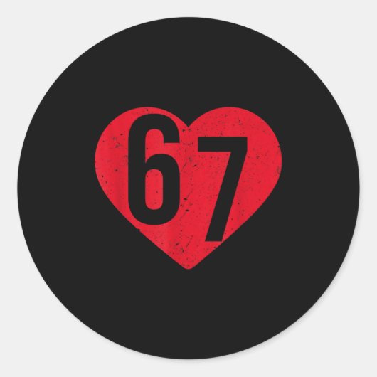 6 7 Meme Heart Gen Alpha Six Seven 67 Valentines B Ronde Sticker (Voorkant)