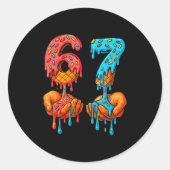 6 7 Meme Ice Cream Drip Funny Gen Alpha Slang  Ronde Sticker (Voorkant)