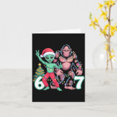 6 7 Meme Kerstmis Alien Sasquatch Zes Zeven Pret Kaart (Gele Bloem)