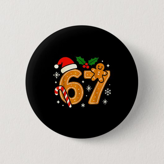 6 7 Meme Kersttrui 67 Six Seven Koekjes Ging Ronde Button 5,7 Cm (Voorkant)