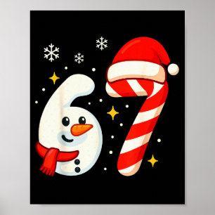 6 7 Meme Kersttrui 67 Zes Zeven Sneeuwpop Jongen  Poster