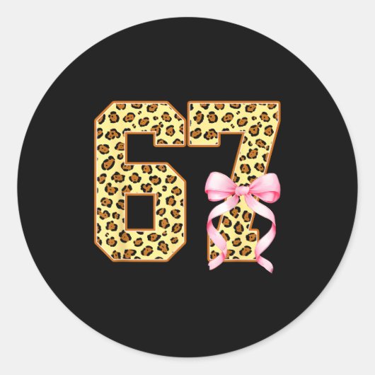 6-7 Meme Leopard Cheetah Cool Six-seven Funny 67 G Ronde Sticker (Voorkant)