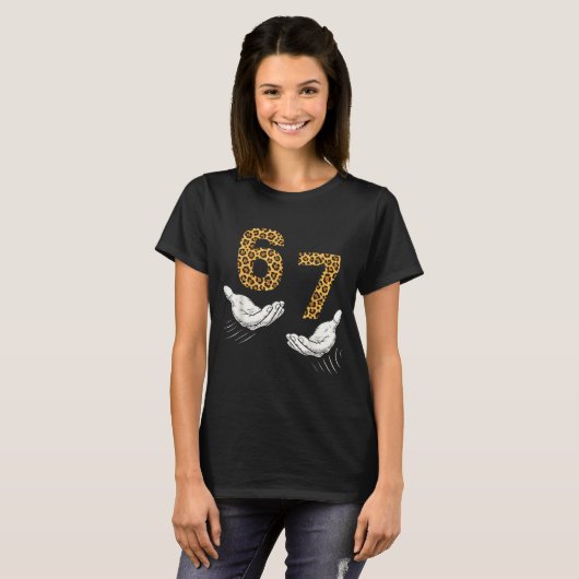6-7 Meme Leopard Cheetah Cool Six-seven Funny  T-shirt (Voorkant volledig)