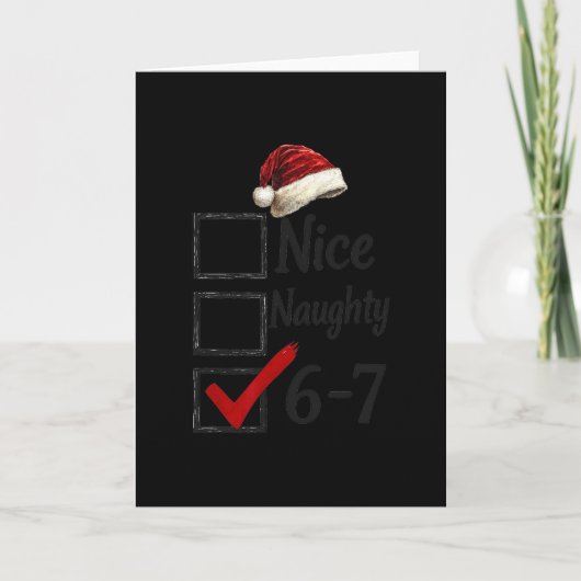 6-7 Meme Leuk Stout 67 Kerst Grappig Brein Rot Kaart (Voorkant)