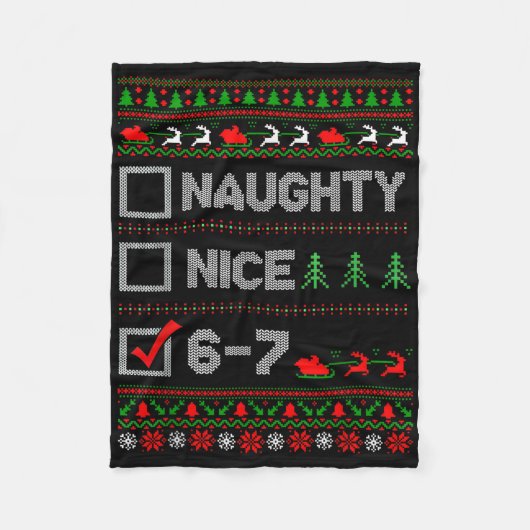 6-7 Meme Leuk Stout 67 Kerstmis Brain Rot Grappig Fleece Deken (Voorkant)