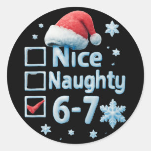 6-7 Meme Leuk Stout 67 Kerstmis Brain Rot Grappig Ronde Sticker