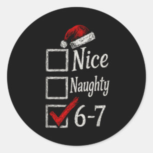 6-7 Meme Leuk Stout 67 Kerstmis Brain Rot Grappig Ronde Sticker