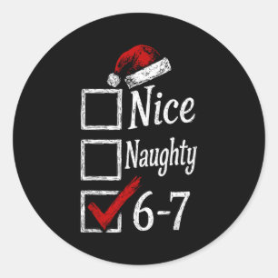 6-7 Meme Leuk Stout 67 Kerstmis Brain Rot Grappig Ronde Sticker
