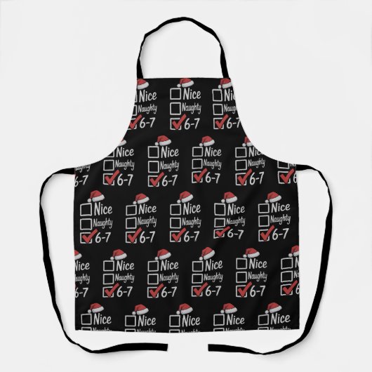 6-7 Meme Leuk Stout 67 Kerstmis Brain Rot Grappig Schort (Voorkant)