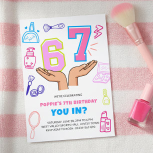 6 7 Meme Make-up Doodle Art Meisje Verjaardag Kaart
