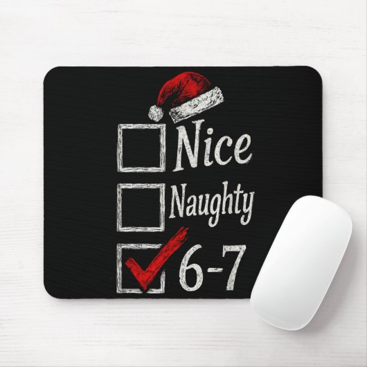 6-7 Meme Nice Naughty 67 Christmas Brain Rot Funny Muismat (Met muis)