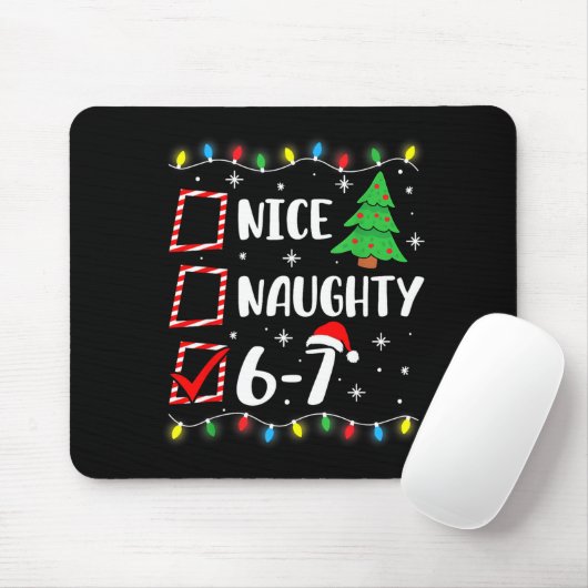 6-7 Meme Nice Naughty 67 Christmas Brain Rot Funny Muismat (Met muis)