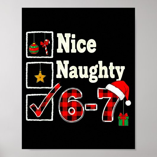 6-7 Meme Nice Naughty 67 Christmas Brain Rot Funny Poster (Voorkant)