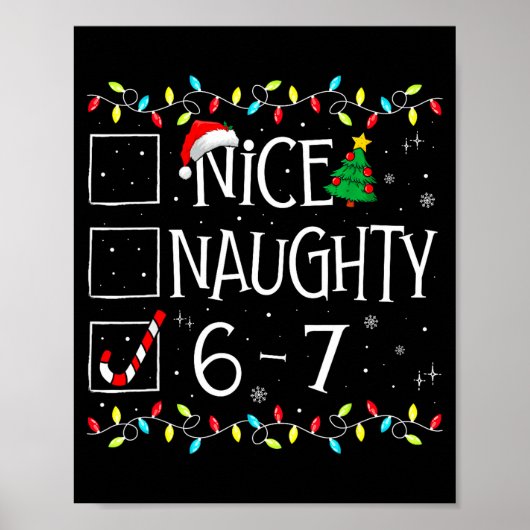 6-7 Meme Nice Naughty 67 Christmas Brain Rot Funny Poster (Voorkant)