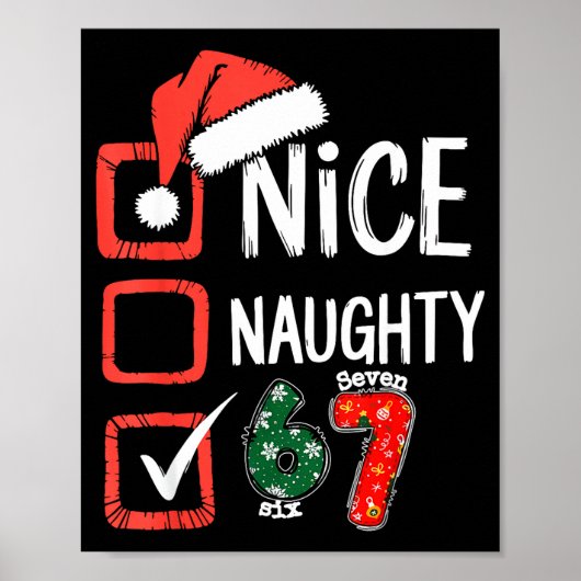 6-7 Meme Nice Naughty 67 Christmas Brain Rot Funny Poster (Voorkant)