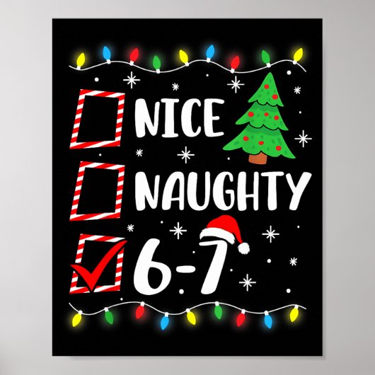 6-7 Meme Nice Naughty 67 Christmas Brain Rot Funny Poster (Voorkant)