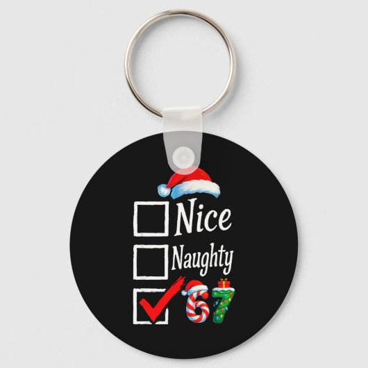 6 7 Meme Nice Naughty 67 Christmas Brain Rot Funny Sleutelhanger (Voorkant)