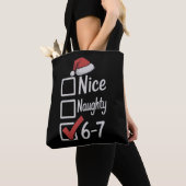 6-7 Meme Nice Naughty 67 Christmas Brain Rot Funny Tote Bag (Dichtbij)