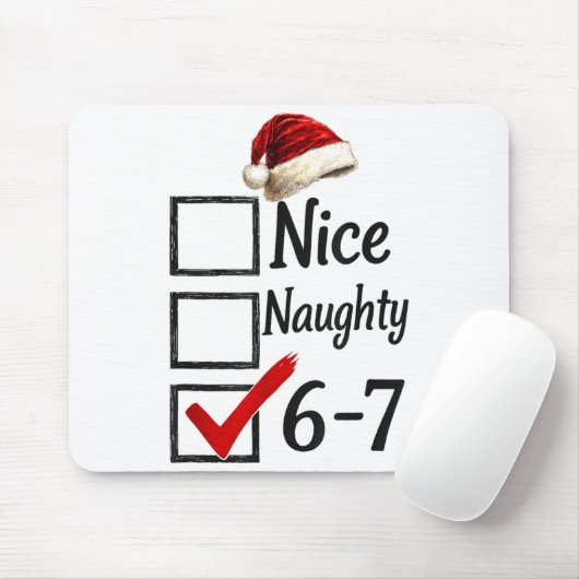 6-7 Meme Nice Naughty 67 Christmas Funny Brain Rot Muismat (Met muis)