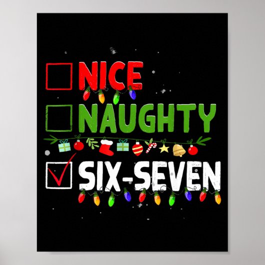 6-7 Meme Nice Naughty Six Seven 67 Funny Christmas Poster (Voorkant)