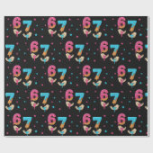 6 7 Meme Six Seven Birthday Wrapping Paper Cadeaupapier (Vlak)