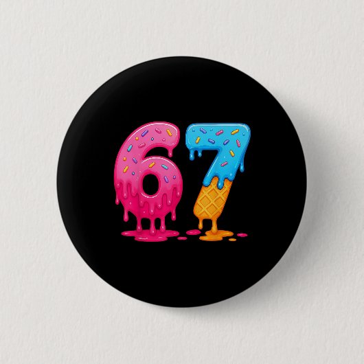 6 7 Meme Six Seven Ijs Drip Ronde Button 5,7 Cm (Voorkant)