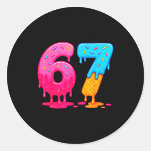 6 7 Meme Six Seven IJsdruppel  Ronde Sticker