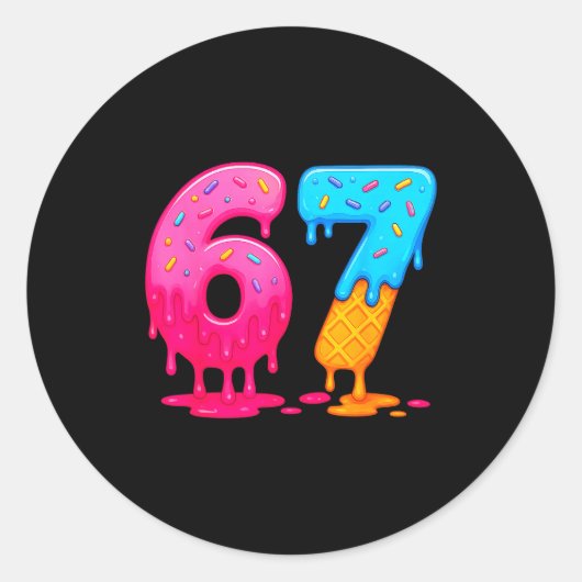 6 7 Meme Six Seven IJsdruppel  Ronde Sticker (Voorkant)