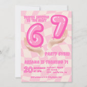6 7 Meme Trend Six Seven Birthday party Retro Pink Kaart (Voorkant)