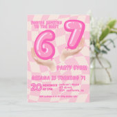 6 7 Meme Trend Six Seven Birthday party Retro Pink Kaart (Staand voorkant)
