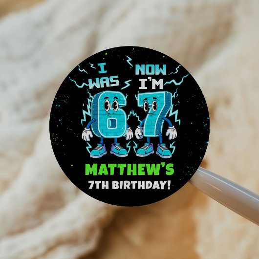 6 7 Meme Trend Six Seven Birthday Party Ronde Sticker