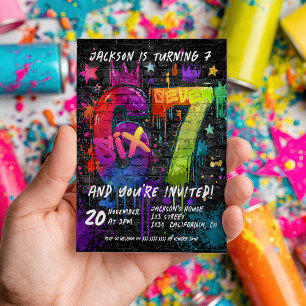 6 7 Meme Trend Zes Zeven Verjaardagsfeest graffiti Kaart