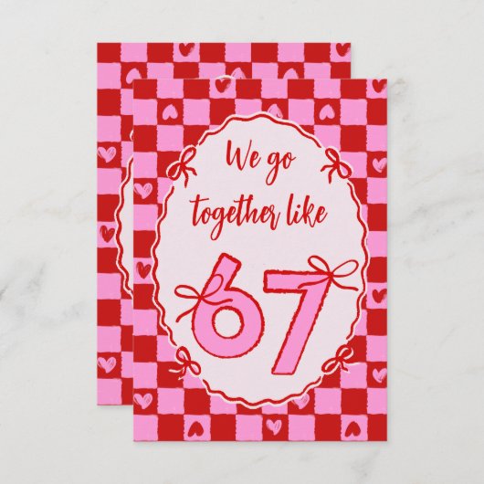 6 7 Meme Trendy Coquette Bow Valentines Day Notitiekaartje (Voorkant / Achterkant)
