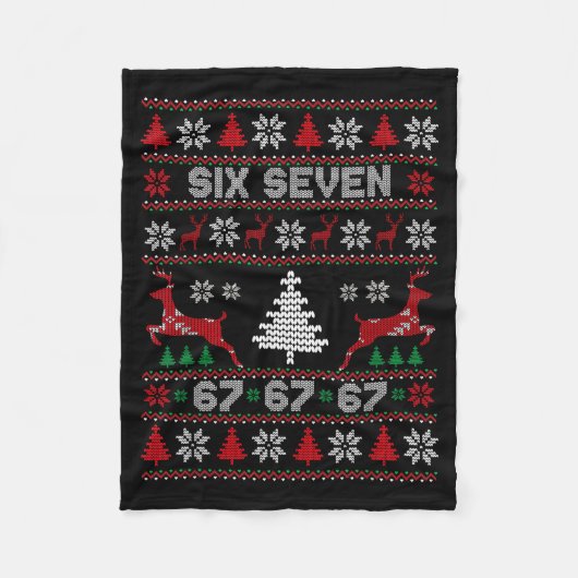6 7 Meme Ugly Christmas Sweater 67 Six Seven Funny Fleece Deken (Voorkant)