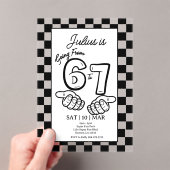 6 7 Meme Verjaardagsuitnodiging Zwart Dambord Acryl Uitnodigingen (Insitu (Draagbaar))