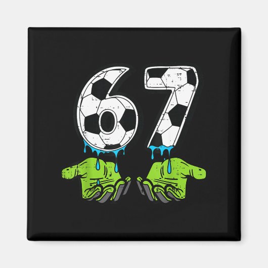 6 7 Meme Voetbal Drip Grappig 67 Zes Zeven Kindere Magneet (Voorkant)